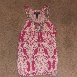 INC hot pink and white sleeveless blouse, size med